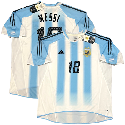 2003/05 Argentina Home Jersey #18 Messi XL adidas Olympic Champion