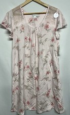 Miss Elaine Nightgown short sleeves Pink floral print size Large