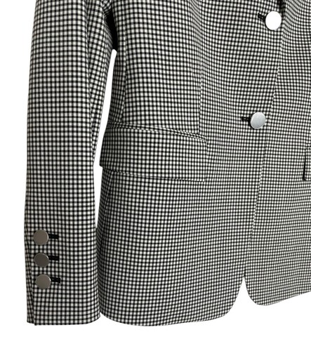 Theory Women’s Slim Wool Blend Blazer NWOT Black White Gingham Careerwear Size 2 - Picture 3 of 14