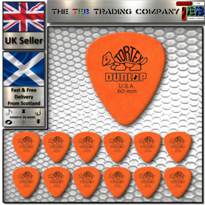 12 x Dunlop Tortex Standard Gitarren-Plektrum Gitarrenplektrum - Orange 0,60 mm - 12er-Pack