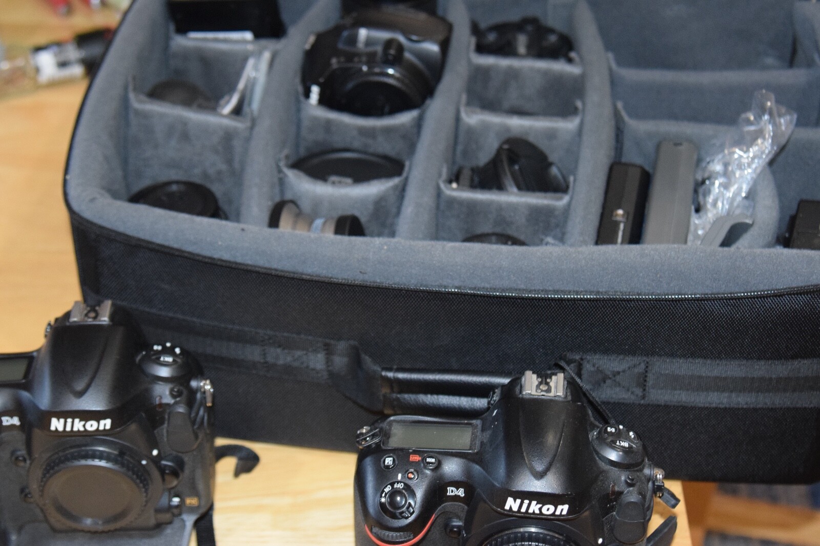 Nikon camera equipment (Nikon D4), lenses, backpack cases