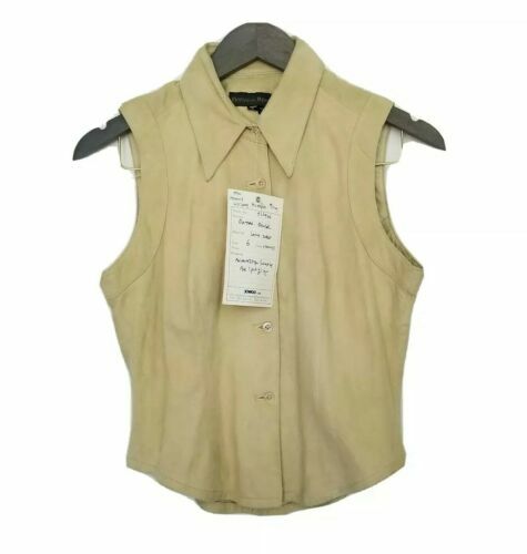 Vintage 1990s Banana Republic Leather Button Vest with Pocket
