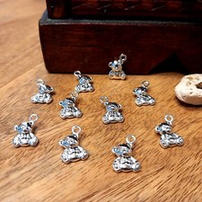 10 Teddybären Teddy Charms Kettenanhänger silberfarben Schmuck DIY (5)
