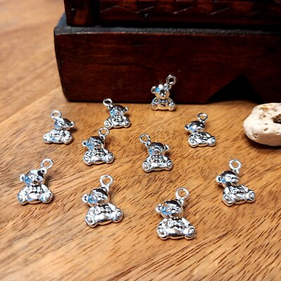 10 Kettenanhänger Charms Teddy Teddybär 3D Schmuckherstellung DIY (5)
