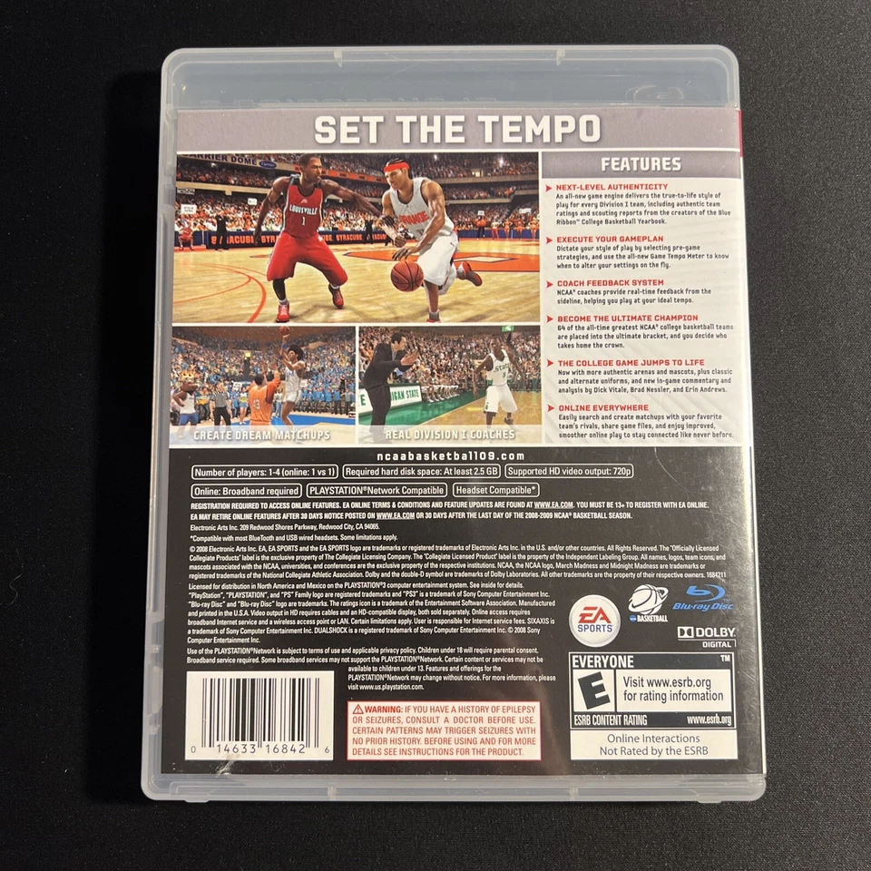 NCAA Basketball 09 (PS3 PlayStation 3, 2008) Completo CIB con Manual - Probado Foto 2 de 4