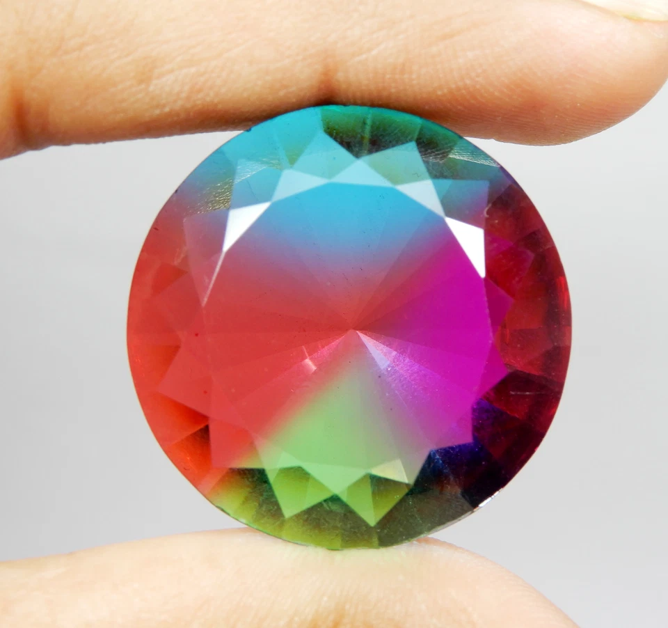 Lab-Created Round Cut Mystic Quartz 62.10 Ct Certified Loose Gemstone - Image 3 of 4