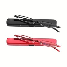 2xUltra Thin Mini Reading Glasses Foldable Eyewear Presbyopic Eyeglasses 1.0 4.0