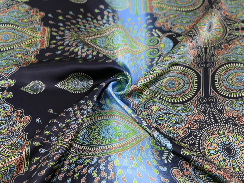 By Yard Dress Material Charmeuse Ethnic Paisley Patchwork Satin Fabric Printed - Image 3 of 4