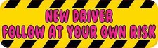 10in x 3in Yellow New Driver Sticker Vinyl Car Window Decal Stickers Decals