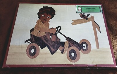 Vintage 1974 Germany Steeb Wood Inlay Hobby Art Craft Kit Child Go Kart, SEALED 