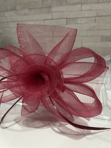 Debenhams Magenta Sinamay Swirls Rose Floral Feathers Wedding Hair Fasciantor - Picture 8 of 10