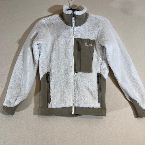 Mountain Hard Wear Polar Tech High Loft Damen Small weiß/hellbraun durchgehender Reißverschluss Outdoor