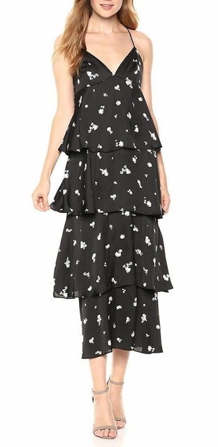 black floral ruffle dress