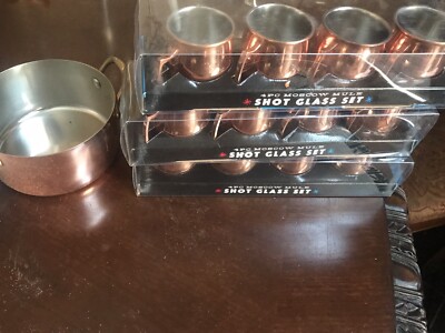 Moscow Mule 4 Shot Glass Set Hammer+ Axe copper metal cocktail Barware.set 13 Pi