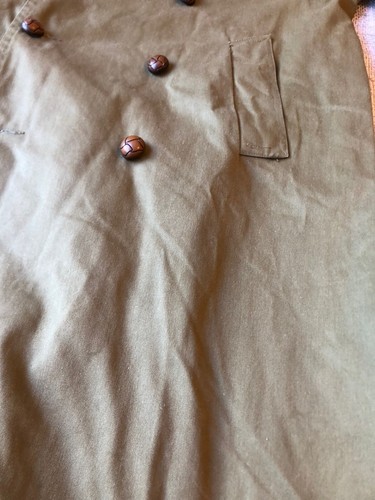 Vintage MILITARY Army trench coat khaki Cotton Pockets Long Oversized Sz M/L - Picture 13 of 14