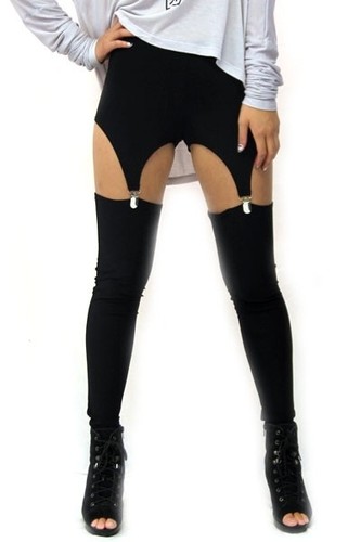SEXY black knit CUT OUT GARTER 