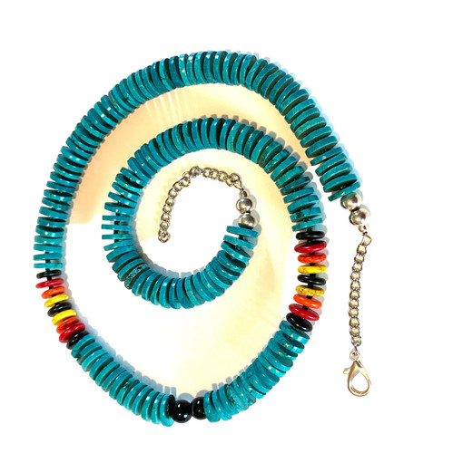 Vintage Stabilized Turquoise & Howlite Necklace Southwestern Stone Statement