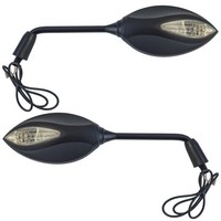 Motorrad Universal Roller Spiegel Paar Mit Led-Blinker MetallgehäUse Schwarz