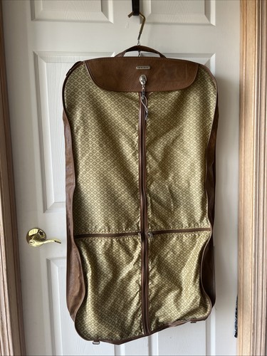 Vintage Samsonite Brown Faux Leather Folding Suit Bag Carrier Travel Bag