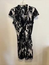 AB Studio Women’s Black White Cowl Neck Dress Size 14 EUC A11