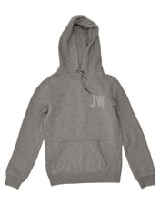 JACK WILLS Womens Graphic Hoodie Jumper UK 8 Small Grey Cotton BH38