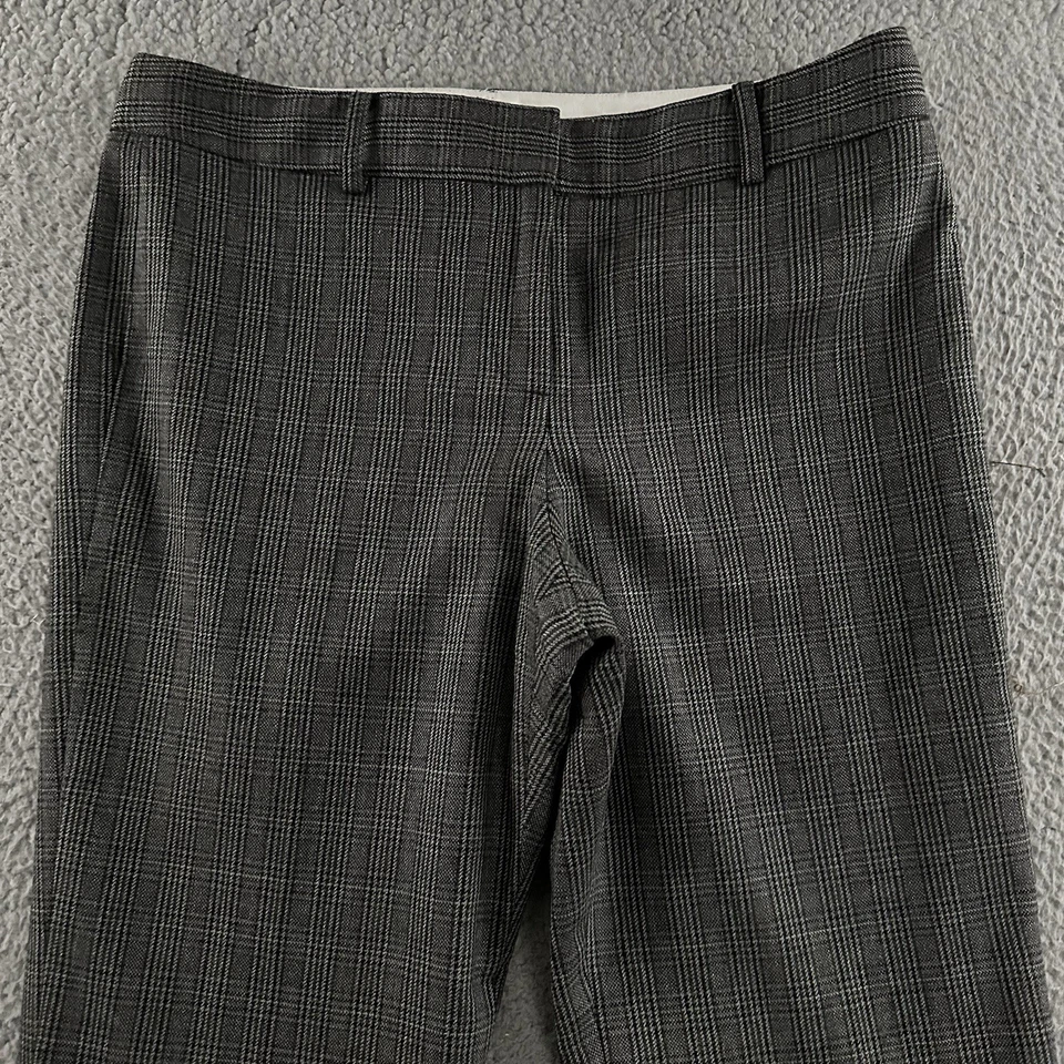 Pantalones para mujer Elie Tahari gris talla 6 tiro medio corte bootcut a cuadros carrera mezcla de lana Foto 2 de 4