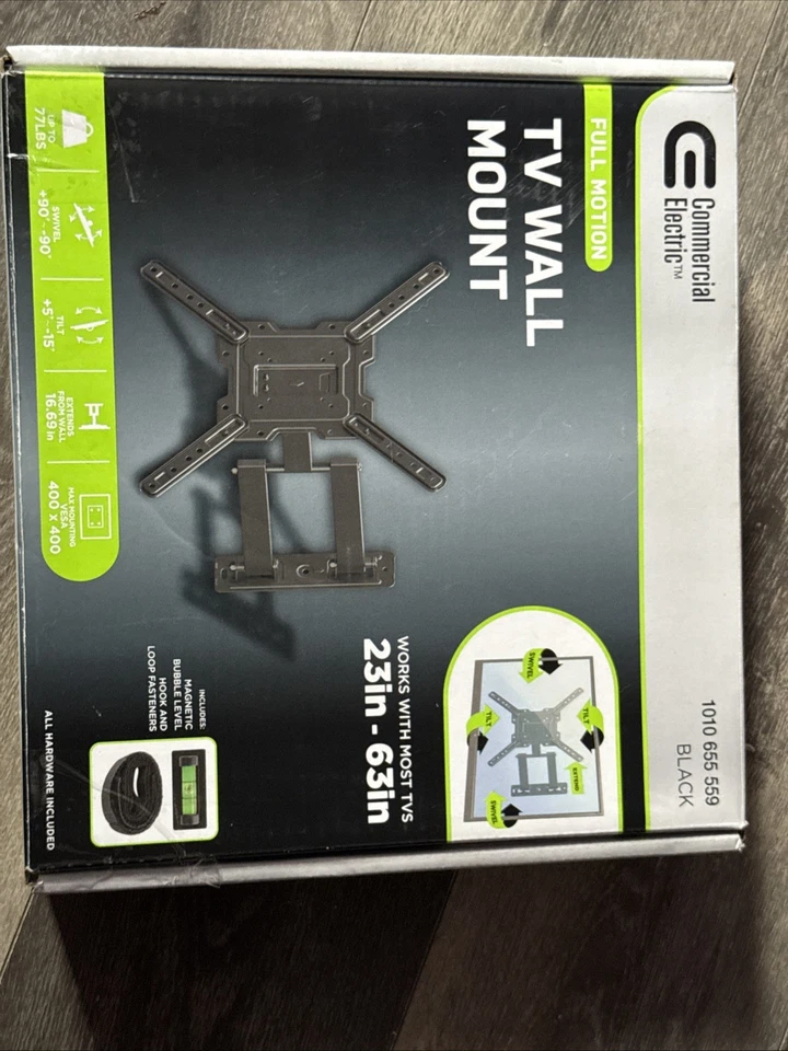 Eléctrico comercial 23 pulgadas - 63 in. Soporte de pared para TV Full-Motion, negro Foto 3 de 3