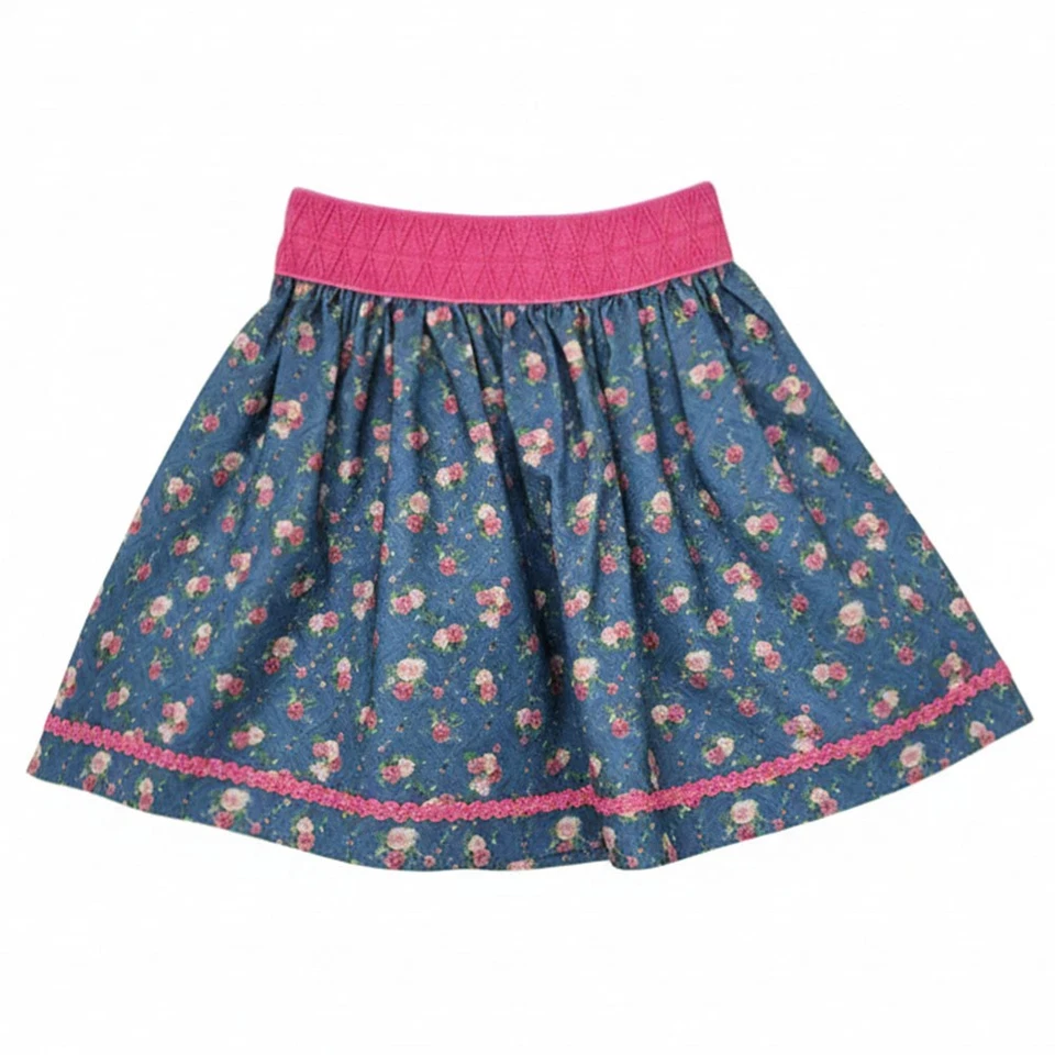 Kinderrock Mia blau pink Trachtenrock Mädchen Trachten Dirndlrock Volksfest - Bild 1 von 1