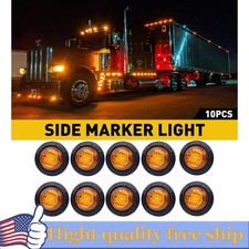 10 - 3/4" AMBER 3 LED CLEARANCE SIDE MARKER BULLET LIGHTS CHROME RING TRAILER