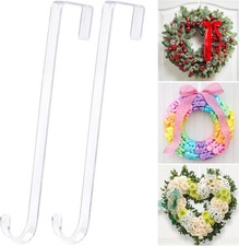 12" Clear Wreath Hangers for Front Door, 2 Pack Over Door Hooks Non-Scratch