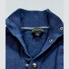 Banana Republic, Mens Sweater, Button Mock Neck, Long Sleeve Blue Knit, Sz M-GUC