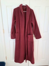 Long Fleece Winter Bath Robe Dark Red Women's Size M Thick And Warm