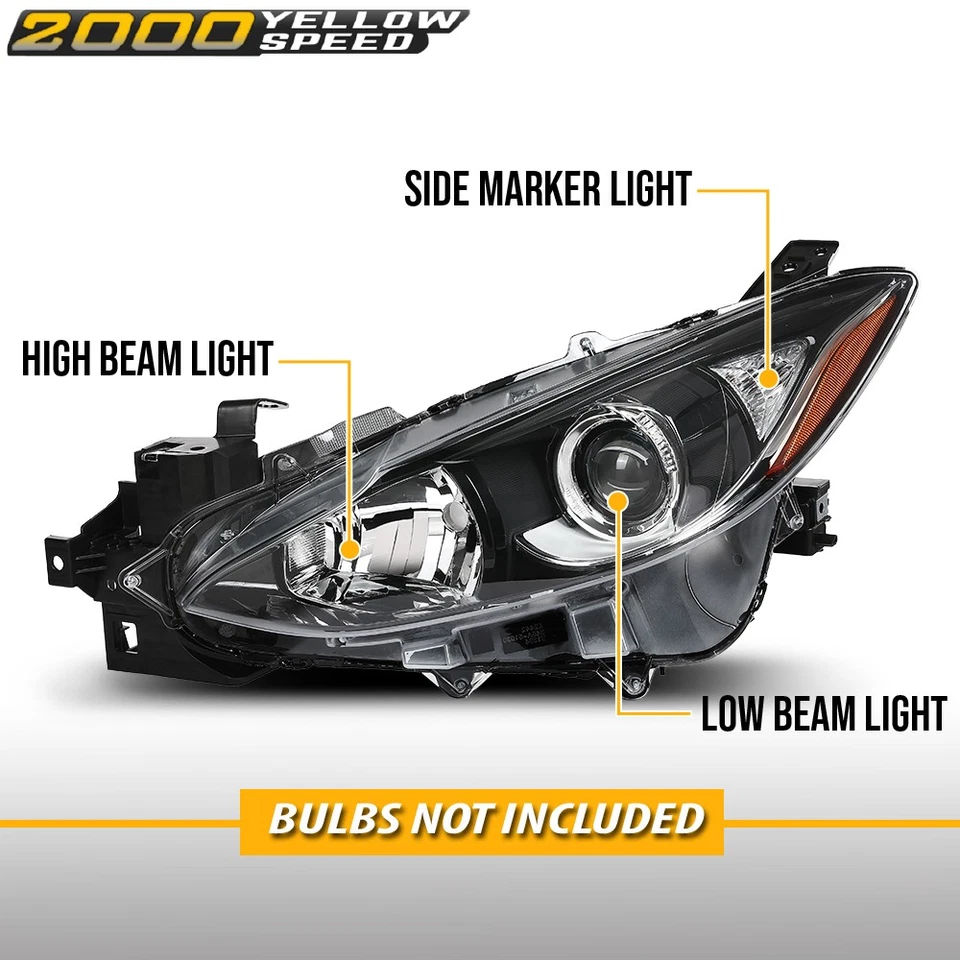 Headlight Left Driver Side Fit For 2014 2015 2016 Mazda 3 Hatchback Or Sedan Foto 3 de 4