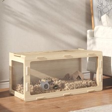 PawHut 39 in Hamster Cage w/ Easy View Acrylic Panels, Openable Roof, Oak