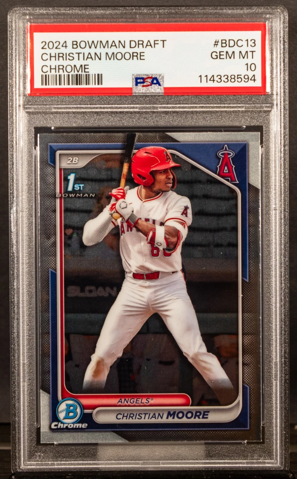 Deal for 114338594 - Christian Moore 2024 Bowman Draft #BDC-13 Chrome 1st Prospect PSA 10