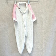 Vintage 80s baby white and pink terry snap up one piece footie size 0-3 months