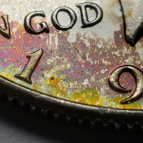 1965 50c Kennedy Silver Half Dollar - Neon Rainbow Toning - BU - SKU-H3587