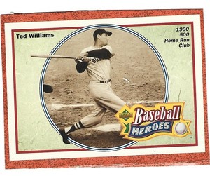 1992 UPPER DECK  BASEBALL BOX BOTTOM  MLB  CUT-OUT  TED WILLIAMS 500 HR  1960