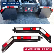Black Angled Spring Loaded Mud Flap Hanger Bracket Mudflap Holder Set 1-1/8" Bol