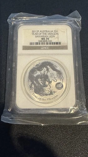 🌟Lion Privy🌟 2012P Australia Lunar Year Dragon NGC 1oz MS70 Silver Coin - #042