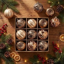 Large Christmas Ball Ornaments, 9ct Bronze Copper Gold Shatterproof Christmas...