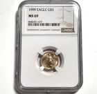 1999 $5 American Gold Eagle 1/10 Oz Gold NGC MS69 .999 Fine Gold USA