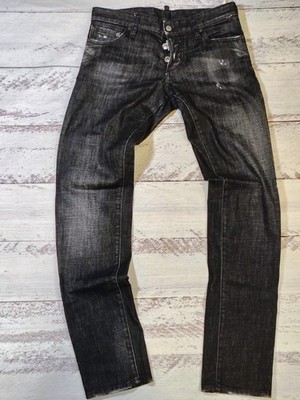  DSQUARED2 Slim Jean Black Washed Distressed Denim Men's Size 48 IT US32