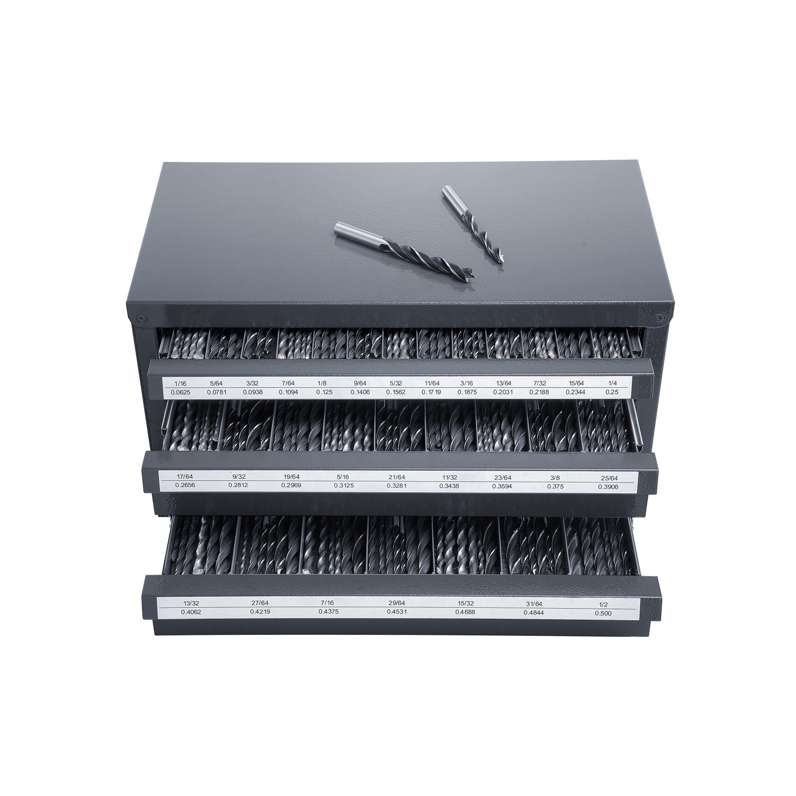 Drill Bit Dispenser Organizer Cabinet Three-Drawer for 1/16in to 1/2in