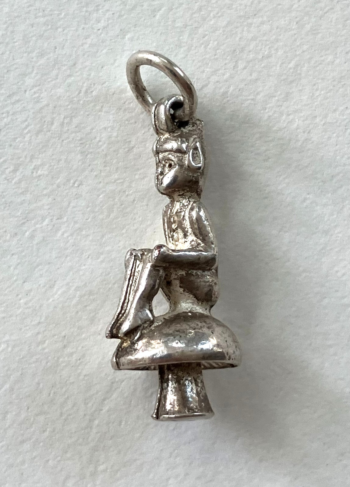 Vintage sterling silver charm, pixie on toadstool - image 2