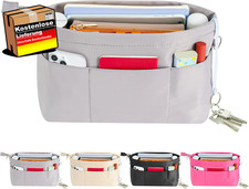 Handtaschen Organizer Nylon Tasche in Tasche Innentaschen Schlüsselkette Grau Mi