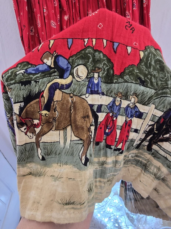 Falda Western Rhythm AZUL Rojo Bandana Rodeo Cintura Elástica. Damas Talla Pequeña Foto 4 de 4