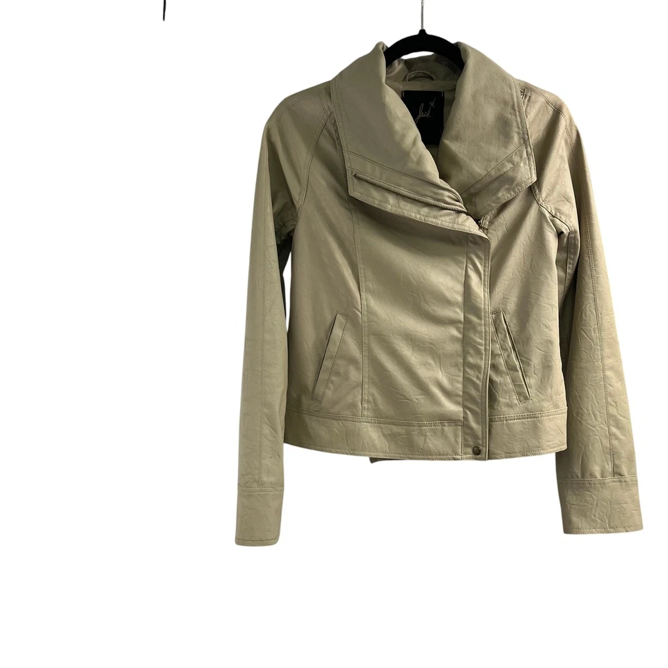 Chaqueta de Moto Jack Crema Imitación Cuero Para Mujer Talla S Preppy Bikercore Elegante Otoño Foto 4 de 4