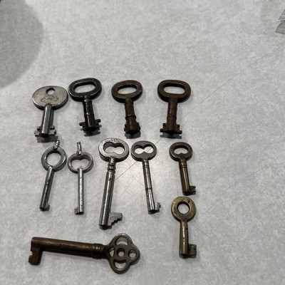 Lot Of 13 Antique Open Barrel Skeleton Keys Corbin Germany Brass Steel
