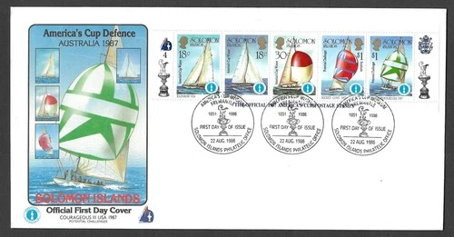 America's Cup Defence Australia 1987 FDC 1986 Solomon Islands Stamps Cover #4